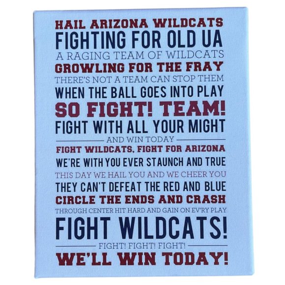 NWT/NIB University of Arizona Fight Song on Canvas - size: 8x10x1.5 inches - Picture 1 of 4